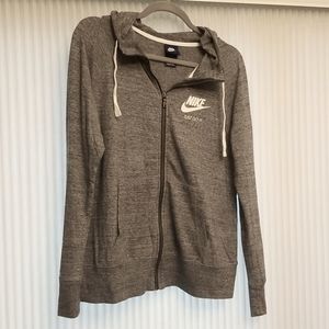 Nike Zip Up Hoodie, Gray with White, Medium, Athleisure